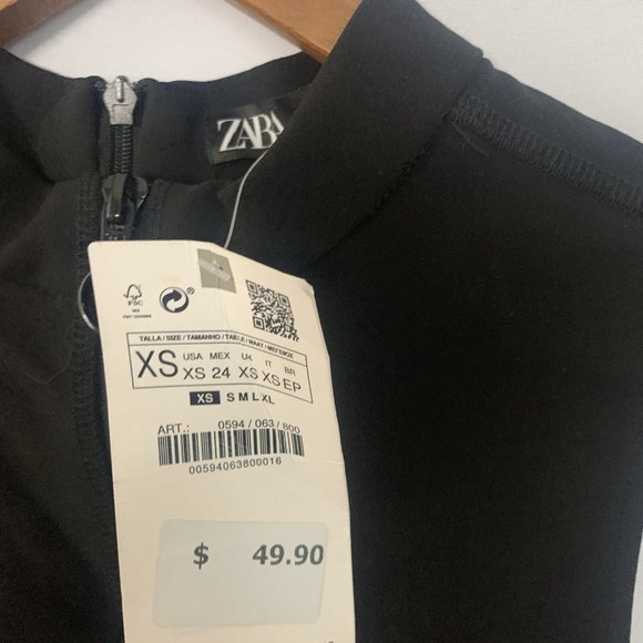 Zara women’s nwt xs 1/2 zip sleeveless black midi dress - Picture 2 of 7